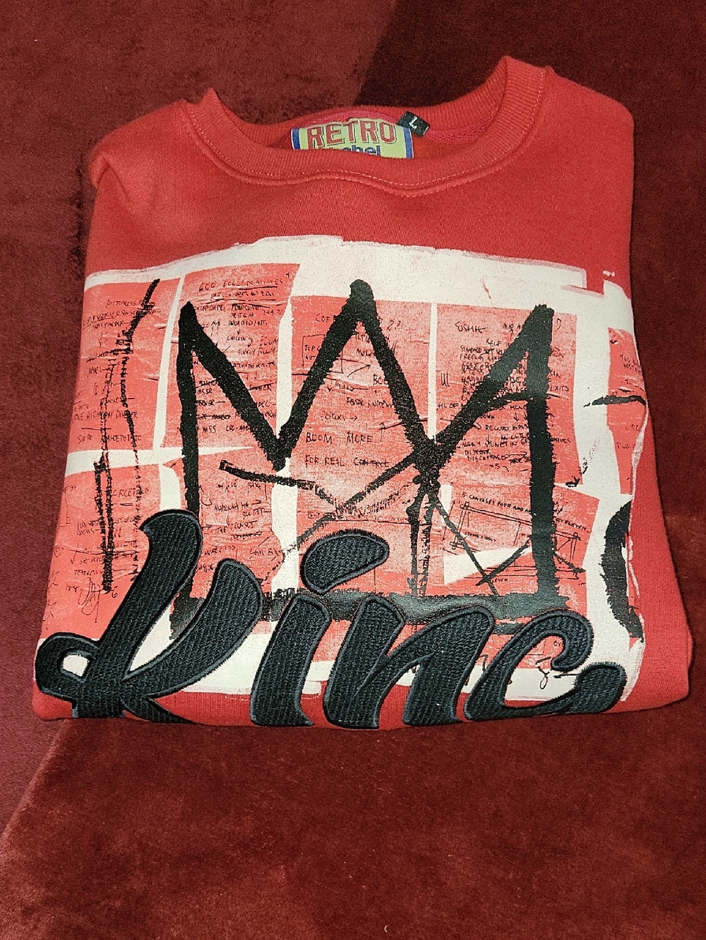 Red Graphic Crewneck Sweater for Men